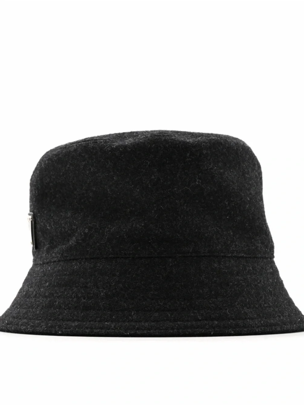 Authentic Prada Charcoal Gray Wool Bucket Hat with Triangle Logo
